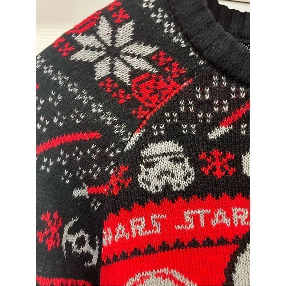 Star Wars Black & Red Darth Vader Crew Neck Sweater sz M EUC
